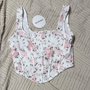 Pink Floral Crop Top